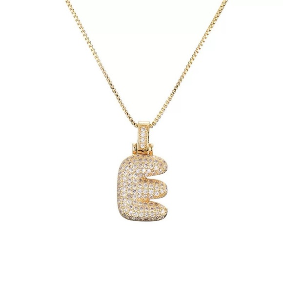 Sparkly bubble shape gold tone Initials letters necklace - Picture 7 of 9